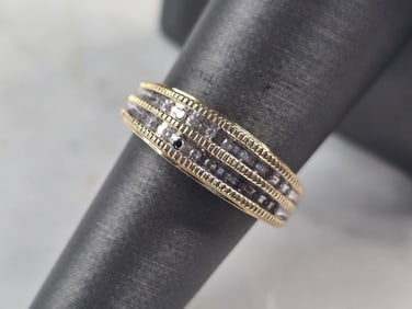 Womens Vintage Estate 10K Yellow Gold Diamond MOM Heart Ring