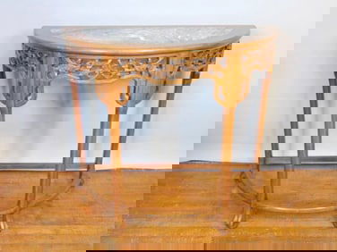 Antique Chinese Mahogany Half Moon Entrance Table