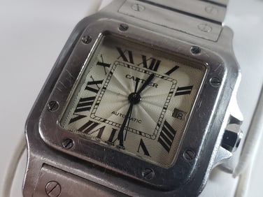 Vintage Unisex Stainless Auto Cartier Santos Galbe Watch 2319