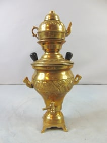 Vintage Antique Decorative Brass Samovar W/ Teapot