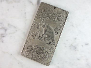 Vintage Estate .800 Coin Silver Year of the Pig Chinese Calendar Bar