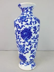 Decorative Chinese Porcelain Floral Cobalt Vase
