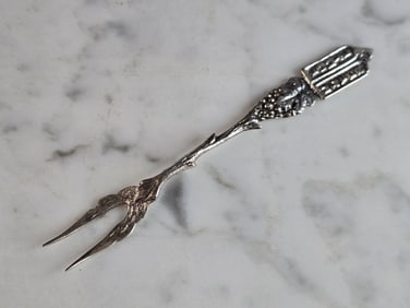 Vintage Jewish Judaica Ten Commandments Sterling Silver Olive Pickle Fork