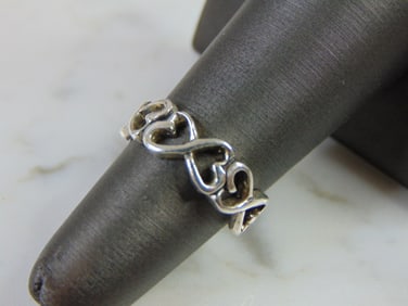 Womens Vintage Estate Sterling Silver Heart Ring