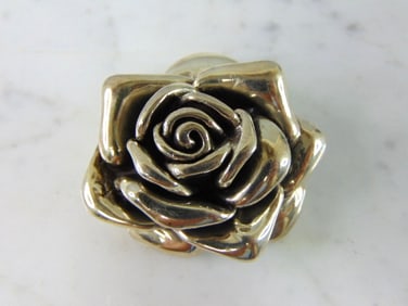 Womens Vintage Estate .925 Sterling Silver Rose Brooch