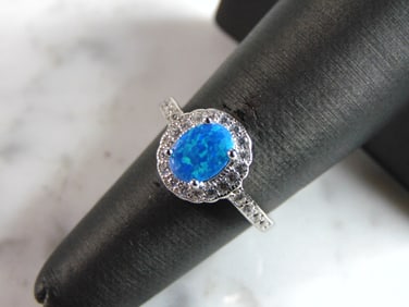 Womens Sterling Silver Modernist Opal Ring