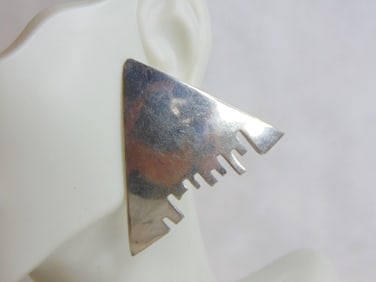 Womens Vintage Sterling Silver Modernist Earrings