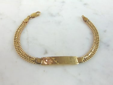 Women Vintage Estate 14k Rose & Yellow Gold ID Bracelet