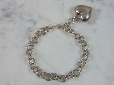 Womens Vintage Estate Sterling Silver Charm Bracelet