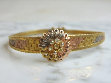 Womens Vintage Gold Tone Sterling Silver Bracelet