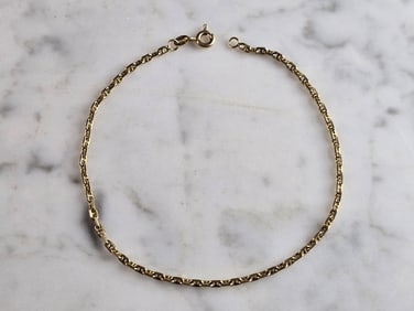 Womens Vintage Estate 14K Yellow Gold Anklet Bracelet