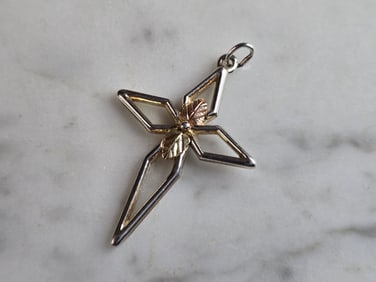 Vintage Sterling Silver & 12K Gold Coleman Religious Cross Pendant