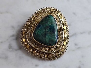 Womens Vintage Estate Sterling Silver Gold Tone Eilat Israel Brooch