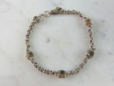 Womens Vintage Estate Sterling Silver CZ Bracelet