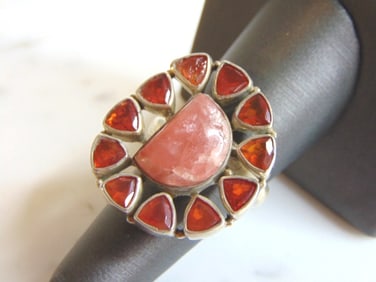 Womens Vintage Estate Sterling Silver Multi Stone Ring