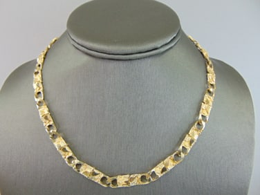 Womens Vintage Estate 14K Gold Nugget Style Necklace