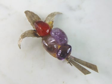 Womens Sterling Silver Modernist Multi Stone Brooch