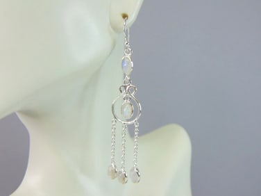 Womens Sterling Silver Modernist Dangle Earrings