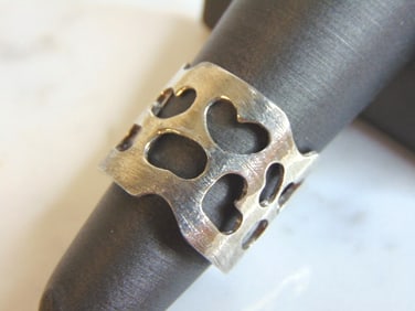 Womens Vintage Estate Sterling Silver Modernist Ring