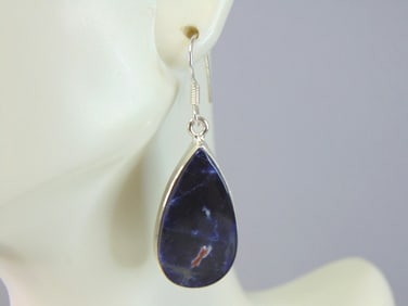 Womens Vintage Estate Sterling Silver Jasper Earrings