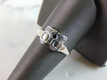 Womens Vintage Estate Sterling Silver Owl Ring