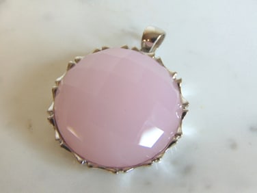 Womens Vintage Estate Sterling Silver Quartz Pendant