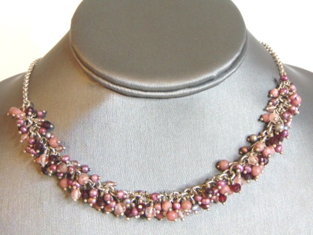 Womens Vintage Estate Sterling Silver Bead Necklace (1 of 2)