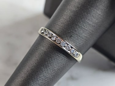 Womens Vintage Estate 14K White Gold Diamond Ring