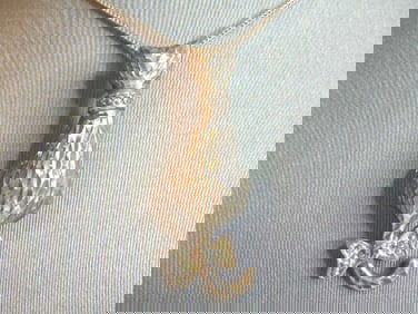 Womens Vintage Sterling Silver Cat Pendant W/ Necklace