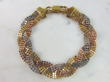Womens Vintage Sterling Silver Gold Tone Bracelet