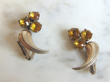 Womens Vintage Estate Sterling Silver Clip On Earrings