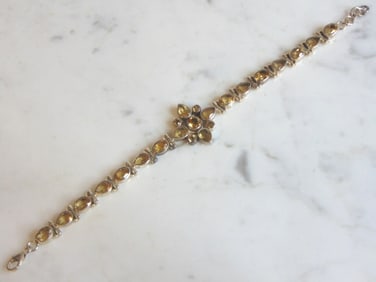 Womens Vintage Estate Sterling Silver Beryl Bracelet