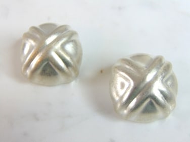 Womens Vintage Estate Sterling Silver Clip On Earrings
