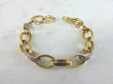 Womens Vintage Estate 14K Gold Diamond Italian Bracelet