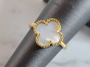 Womens Sterling Silver Gold Tone 4 Leaf Clover Ring