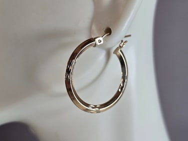 Womens Vintage Estate Sterling Silver Gold Tone Hoop Earrings