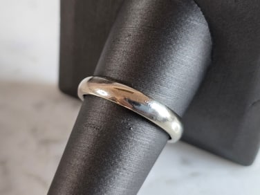 Mens Vintage Estate 10K White Gold Band Wedding Ring