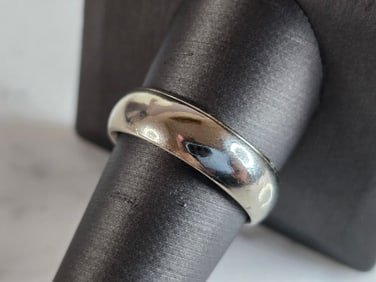 Mens Vintage Estate 14K White Gold Wed Lok Wedding Band Ring