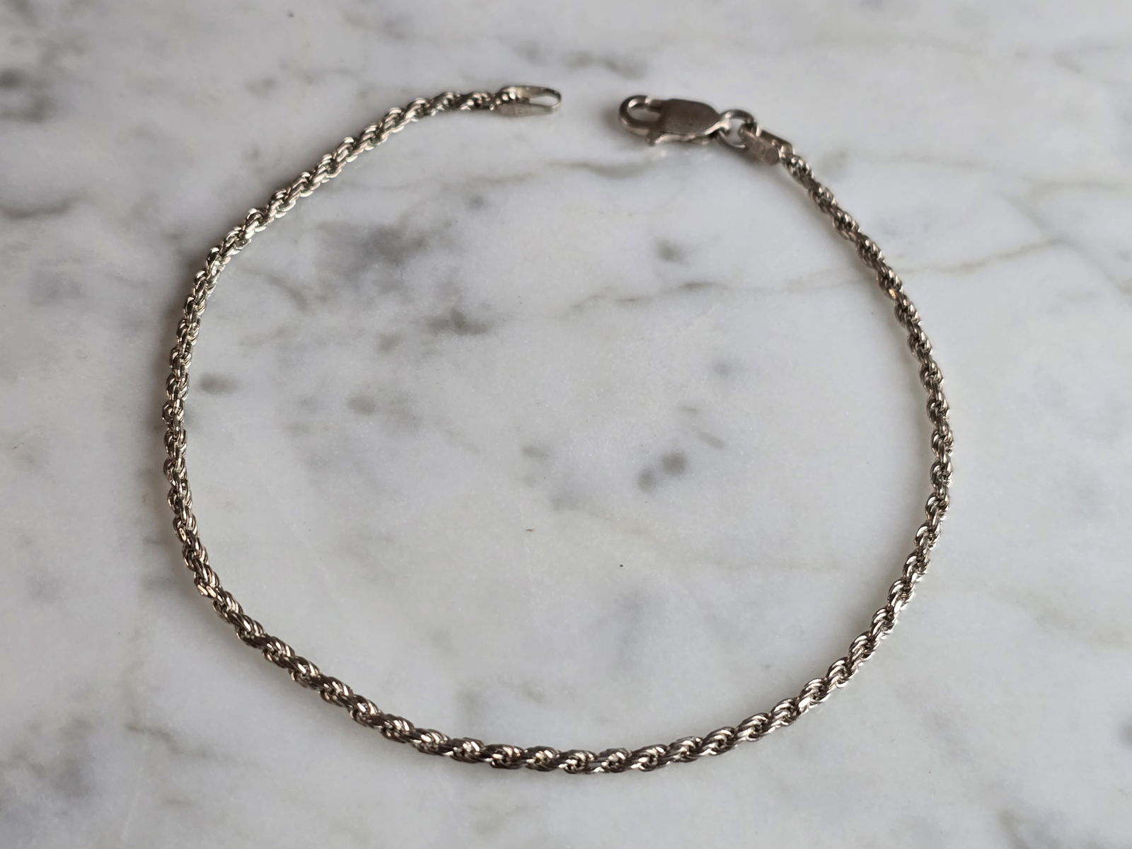 Womens Vintage Estate Sterling Silver Rope Bracelet (1 of 3)