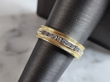 Mens Vintage Estate 14K Yellow Gold Diamond Ring