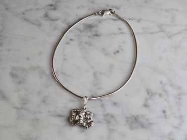 Womens Vintage Estate Sterling Silver Modernist Charm Anklet