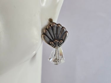 Womens Vintage Estate Sterling Silver Modernist Earrings