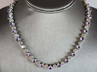 Womens Vintage Estate Sterling Silver Modernist Necklace