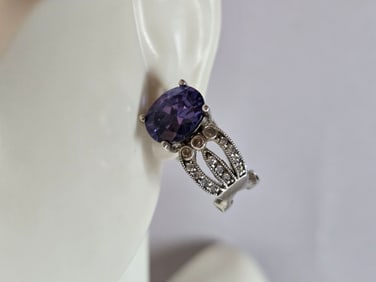 Womens Vintage Estate Sterling Silver Modernist CZ Earrings