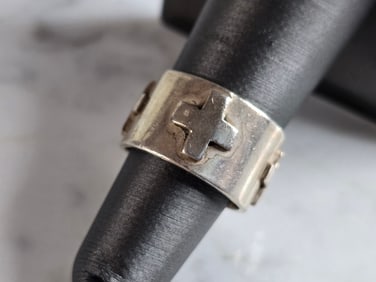 Womens Vintage Estate Sterling Silver Cross Ring