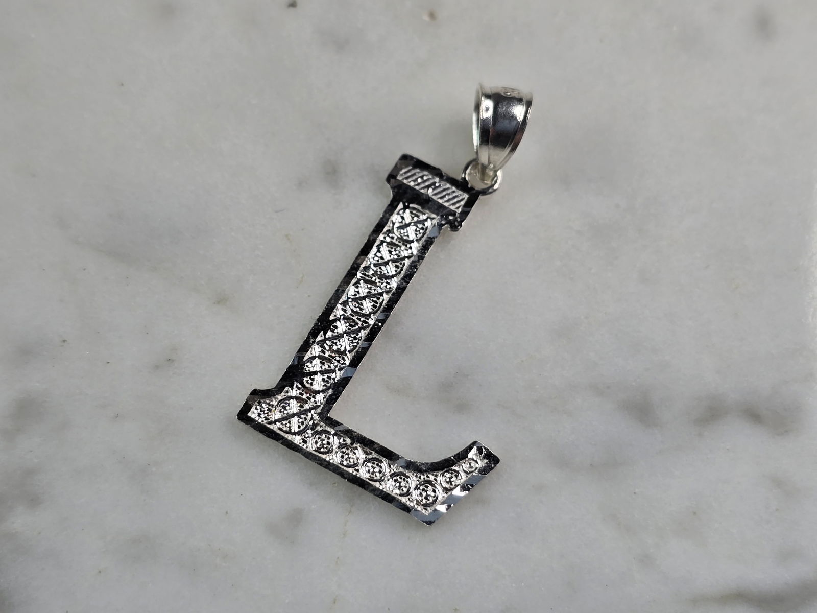Womens Sterling Silver Initial Letter " L " Pendant (1 of 3)