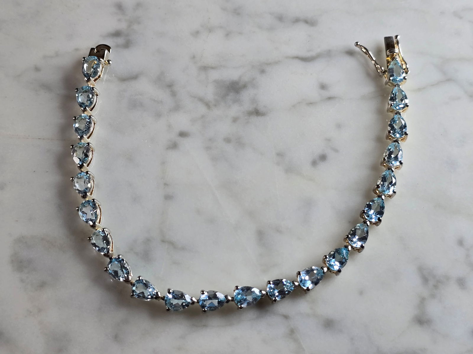 Womens Vintage Estate Sterling Silver Modernist Topaz Bracelet (1 of 5)