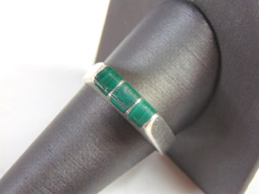 Vintage Estate Sterling Silver Malachite Ring