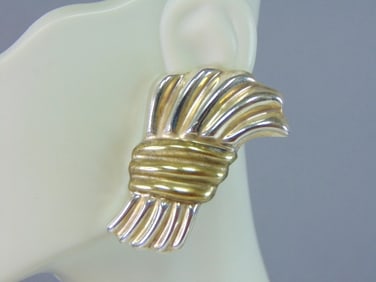 Womens Vintage Sterling Silver Modernist Earrings