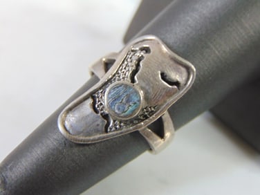 Sterling Silver Modern Abstract Abalone Ring